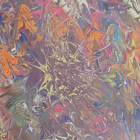 Hand Crafted Original Acrylic Pour Painting  The First One Upcycled Framed 16x20 - Picture 14 of 17